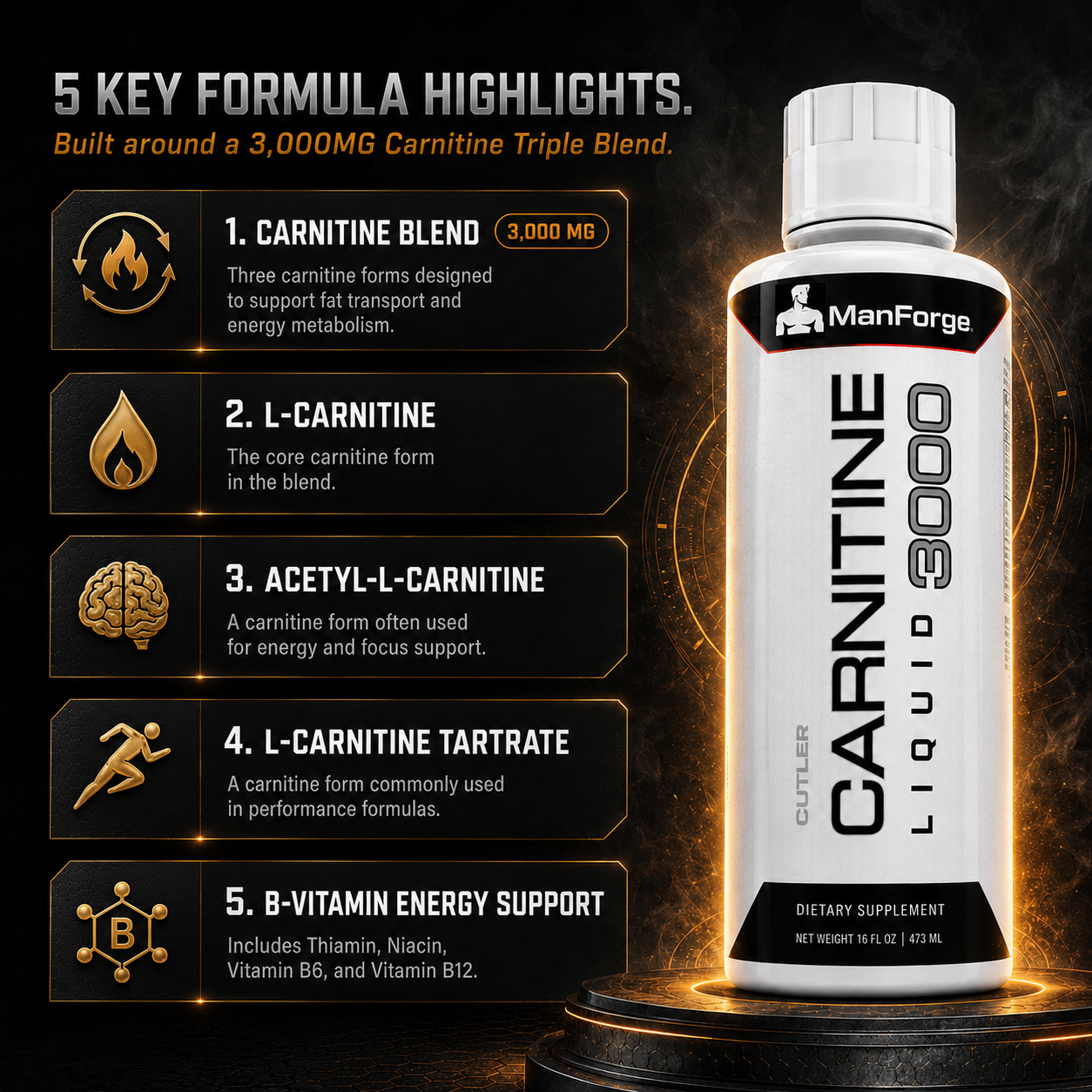 ManForge Liquid L-Carnitine 3000MG